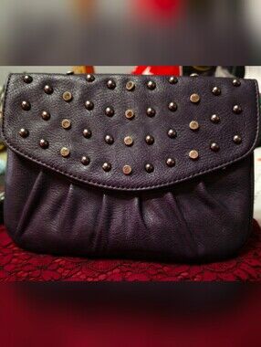 Grace Adele Studded Purple Women's Clutch Bag - Sleek Day Or  Evening Accessory